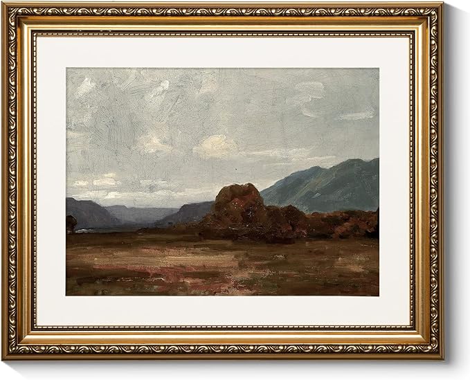 ARPEOTCY Vintage Gold Framed Wall Art Decor, 13x16 inch Farmhouse Fall Mountain Scenery Landscape Paintings, Moody Rustic Victorian Antique Gold Pictures Framed Wall Decor for Living Room