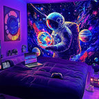 NYZE Astronaut Space Tapestry for Bedroom, Glow in the Dark Room Decor Wall Tapestries, Cool Galaxy Planet Wall Hanging, Wall Hanging for Men Guys Gamer Room Dorm Living Room 79in×59in