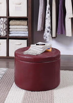 Convenience Concepts Designs4Comfort Round Shoe Ottoman, Burgundy