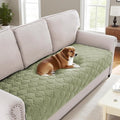 H.VERSAILTEX Couch Cover Chenille Pet Fuzzy Sofa Covers for 3 Cushion Couch Anti Slip Washable Sofa Slipcovers with Strap Soft Couch Protector Cover for Dogs Cats Kids(36" x 82", Tender Green)