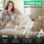 Fitfirst Light Lamp - 10000 Lux Sun Lamp, Gift for Women, 4 Adjustable Brightness Levels, 15-60min Timer Setting, Portable & Foldable Light Box for Home/Office/Travel Use
