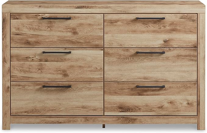 Signature Design by Ashley Hyanna Mid-Century Modern 6 Drawer Dresser, Light Brown & Beige