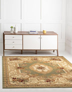 Rugs.com Chateau Collection Rug - 5 Ft Square Green Medium Pile Rug