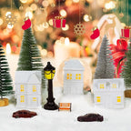 29 Pcs 1.5 Inch Christmas Miniature Houses Figurines Miniature White Resin Houses Christmas Miniature Village Set Christmas Miniature Town for Mini Christmas Scene Micro Landscape Decor