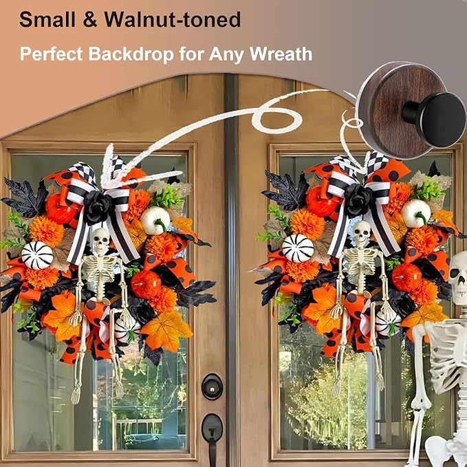 Wreath Hanger for Front Door, 4Pack Suction Cup Hooks for Glass Window/Over Door/Outdoor, Christmas/Thanksgiving/Halloween/July 4th/Easter/Valentine/Fall/Summer/Spring (4 Pack)