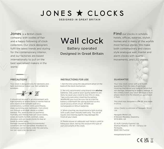 JONES CLOCKS® Box Wall Clock | Retro Square | 10 inch | Orange | Easy to Read Numbers | Perfect Kitchen or Office Clock