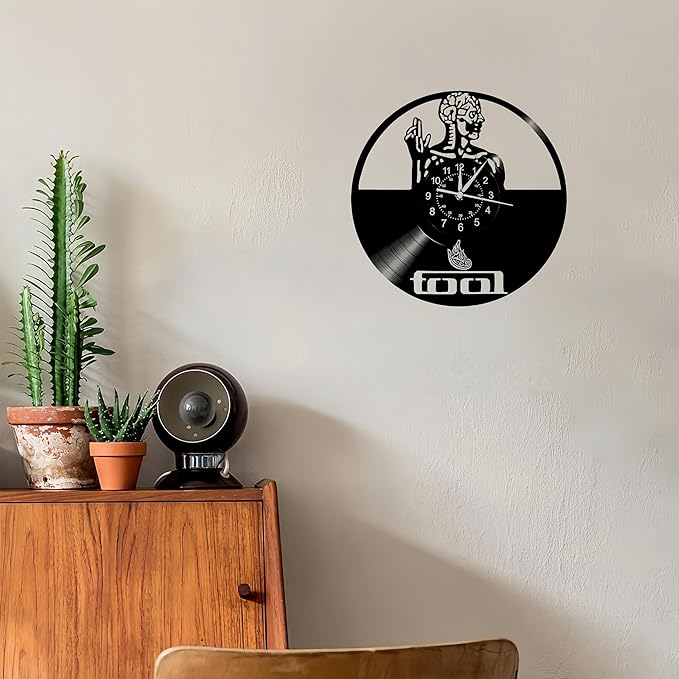 Wall Clock Vinyl Compatible with Tool Band Home Decoration Themed Wall Art Vintage Decoration - Unique Gift Idea for Boys and Girls - Home Wall Decor 30cm Clock Gift