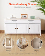 VEVOR Shoe Storage Bench with Padded Cushion & 3 Barn Doors, Entryway Bench with Hidden Storage, 41.3 x 13.8 x 19.8 Inches, for Entryway, Hallway, Living Room, Bedroom