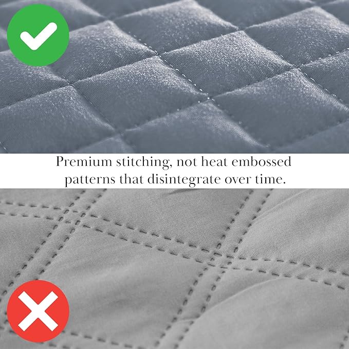 Southshore Fine Living, Inc. Oversized King Quilt Set, Blue Bedspread King California Comforter with 2 Matching Pillow Shams, Microfiber Coverlet Set, Oversized King Size Quilt, Slate Blue Bedding