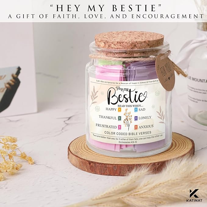 Bible Verse Jar for Daughter – 92 Color-Coded Scriptures of Encouragement, Birthday & Christmas Gift, Christian Keepsake, Daughter-in-Law Gift (Bible Verse Jar For Bestie)