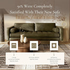 Poly & BARK Napa 88.5" Leather Sofa – Full-Grain Italian-Tanned Aniline Leather, Feather-Down Comfort, Solid Wood Frame, Walnut Legs, Olivine Green