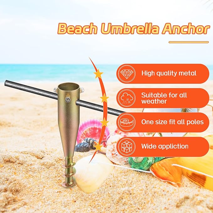 Beach Umbrella Sand Anchor,Heavy Duty Umbrella Holder Outdoor Base 17 Inches Metal No Dig Ground Umbrella Stand, Christmas Tree Stand Base