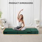 FILUXE Convertible Folding Sofa Bed-Sleeper Chair with Pillow, Modern Linen Fabric Floor & Futon Couch, Foldable Mattress for Living Room/Dorm/Guest Use/Home Office/Apartment, Single Size,Dark Green