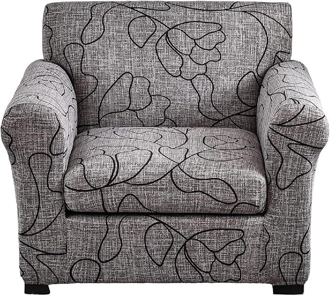 KRFOONN 2 Piece Chair Covers Printed Sofa Covers Couch Covers Washable Armchair Sofa Couch Slipcover Furniture Protector with Elastic Bottom for Living Room (Armchair, 25), Small