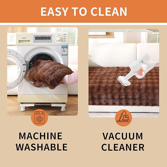 Waterproof Dog Bed Cover Non Slip Couch Covers for Dogs Washable Soft Faux Fur Sofa Cover Couch Covers for 3 Cushion Couch Sofa Pet Friendly (Brown)