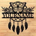 Personalized Dream Catcher Metal Wall Art - Custom Name Iron Sign for Home Decor, 8-30 Inch Black (Style E)