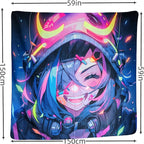 HOUHUANG Anime Fluorescent Tapestry - 59x59 Inches Large Wall Hanging for Room Decoration, Glow-in-the-Dark Trippy Boho Style with Blacklight Effects, Perfect for Bedroom and Custom Tapestry Lovers (Hell girl)