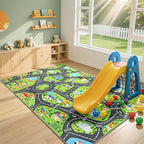 Kids Car Play Rugs - 36"x60" Learning and Fun City Road Map Play Mat for Playing with Cars Trucks, Non-Slip Playmat for Nursery, Playroom Bedroom and Classroom, Machine Washable