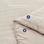 HYMOKEGE Beige Twin Comforter Set Seersucker 5 Pieces, All Season Luxury Bed in a Bag for Bedroom, Bedding Set with Comforters, Sheets, Pillowcase & Sham