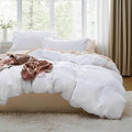 Bedsure Bright White Duvet Cover Queen Size - 3 Pieces Prewashed Extra Soft Bedding Set, Includes 1 Duvet Cover 90x90 Inches with Zipper Closure & 2 Pillow Shams, Comforter Not Included