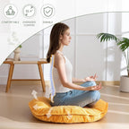 35" Washable Floor Pillow Cushion for Adults, Meditation Cushion Pillow, Extra Large Round Floor Sitting, Removable Tufted Corduroy Cover, for Tatami Living Room or Yoga, Orange, Machine Washable