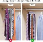 Tie Rack Hanger for Closet: Ohuhu 24 Folding Hooks Tie Hangers for Men Wooden Tie Holder Organizer Space Saving Necktie Storage 360 Degree Rotating Ties Belts Scarves Tank Tops Accessories-Walnut