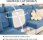 Couch Covers for 2 Cushion Sofa Pet Friendly Couch Cushion Covers Universal Sofa Covers Washable Stretch Slipcovers for Sectional Sofa (Texture Blue,Large Double Seat Cover)