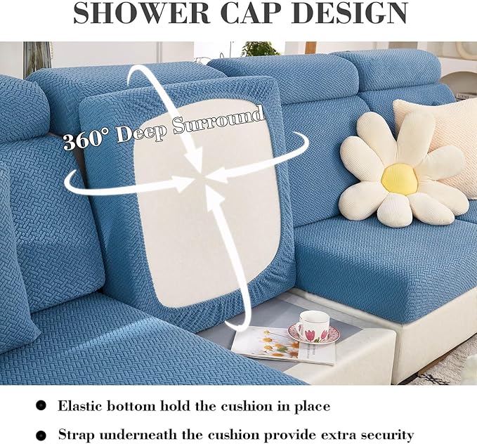 Sofa Covers Couch Covers for Sofa Pet Friendly Couch Cushion Covers Universal Sofa Covers Washable Stretch Slipcovers for Sectional Sofa (Texture Blue,Extra Large Single Seat Cover)