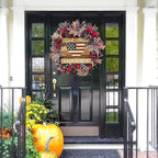 250th Anniversary Eagle Wreath, 3D Eagle Wreaths for Front Door, Red White and Blue Patriotic Wreath All-Weather Farmhouse Outdoor Holiday Decoration (B)