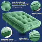 Floor Pillow Set of 2, Memory Foam Meditation Cushion, Floor Cushions for Adults Sitting, Large Square Seat Cushions for Yoga, Living Room, 20x20 Inch (Green)