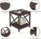 ChooChoo End Table, 24 Inch End Table with 2-Tier Storage Shelf, Side Table for Living Room, Wood Nightstand for Bedroom, Office, Painted Surface, Espresso