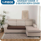 Waterproof Couch Cushion Covers Sofa Seat Cover, Patio Stretch Loveseat Covers for Dogs, Reversible Sofa Protector Covers for Pets with Elastic Bottom, Washable(Loveseat Cushion, Chocolate)