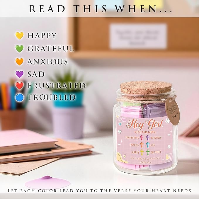 Bible Verse Jar for Daughter – 92 Color-Coded Scriptures of Encouragement, Birthday & Christmas Gift, Christian Keepsake, Daughter-in-Law Gift (Bible Jar For Teen Girl)