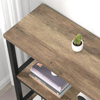 FOLUBAN Small Bookshelf and Bookcase, 3 Tier Open Book Shelf, Modern Metal and Wood Shelving Unit for Living Room Bedroom, Oak