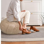 Thgonwid Round Unstuffed Pouf Cover, Leather Foot Stool Ottoman with Storage, Bean Bag Floor Chair, Multi Functional Footrest for Living Room, Bedroom or Balcony (Mushroom)