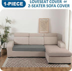 100% Waterproof Couch Cushion Covers, Stretch Sofa Seat Covers, Reversible Sofa Protector for Pets, Washable (Loveseat Cushion, Light Grey)