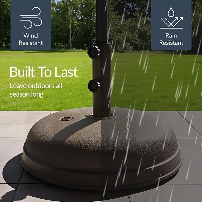 Best Choice Products Fillable Umbrella Base Stand Round Dome Plastic Patio Umbrella Base Stand, Pole Holder for Outdoor, Lawn w/ 55lbs Weight Capacity, Adjustment Knob - Brown