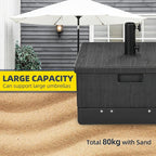 Outsunny 3-in-1 Outdoor Umbrella Base, Coffee End Table, Planter Box with Drain Hole, 175 lbs. Capacity Heavy Duty Fillable Patio Umbrella Stand Table with Wheels and Handles for Deck, Poolside, Black
