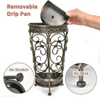 Dualplex Super Quality Umbrella Stand, Umbrella Holder Antique Look Metal Entry Hallway Décor, Wallside Style w/Removable Drip Tray Home Office Decoration Rack Holds Umbrellas Canes Walking Stick