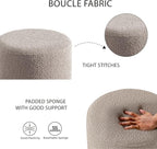 Get Set Style Modern Round Ottoman with Soft Padded Seat, Multifunctional Vanity Stool for Makeup, Upholstered Footrest Stool Ottoman Foot Stool for Living Room, Bedroom