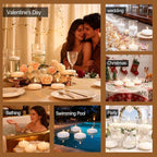 3 inch Floating Candles 30 Packs Ivory Floating Candle for Centerpieces 8-9 Hours Ivory White Floating Candles 3” Water Candles for Cylinder Vases, Pool, Wedding