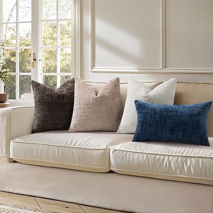 decorUhome Spring Light Grey Chenille Euro Sham Throw Pillow Covers 24x24 Set of 2 Textured Soft Cozy Slubby Couch Pillow Covers Modern Farmhouse Boho Decorative Pillow Cases for Bed Sofa Living Room