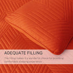 Exclusivo Mezcla Ultrasonic King Quilt Bedding Set, Lightweight Burnt Orange Bedspreads Soft Modern Geometric Coverlet Set for All Seasons (1 Quilt and 2 Pillow Shams)