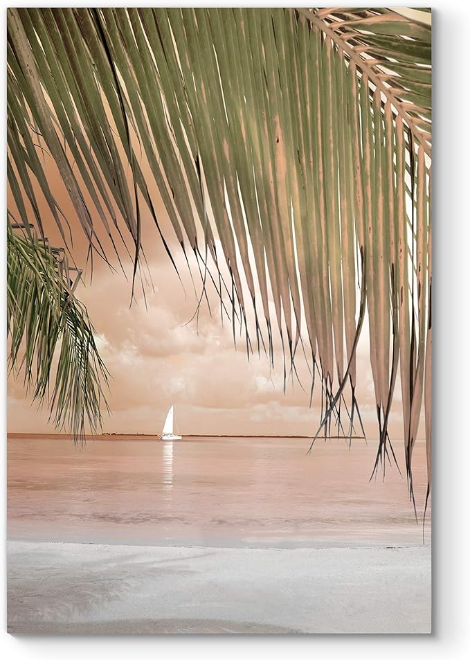 Renditions Gallery Canvas Nature Wall Art Home Paintings & Prints Perfect Palm Tree Curtain Modern Glam Wall Hanging Decorations Artwork for Bedroom Dining Office Kitchen - 12"x18" LT06
