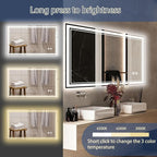 48“ x 28” LED Bathroom Mirror with Lights Anti-Fog Dimmable 3 Colors LED Mirror for Bathroom Memory Function Smart Mirror Wall Mounted Horizontal/Vertical