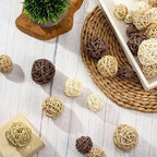 Patelai 36 Pcs Wicker Rattan Balls Decorative Balls for Vase Centerpiece Bowls Orbs Filler for Home Decor,4 Sizes(White, Wood Color, Light Tan, Coffee)