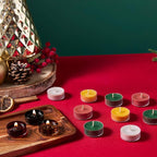 PartyLite Tea Lights Sampler, Cranberry Patchouli Bark & White Suede & Pine with Cashmere & Vanilla Scented Candles, Gift Set of 12, Aromatherapy with upto 4 to 6 Hours Burn Time, Ideal for Home Decor