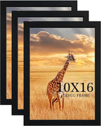 10x16 Picture Frame Set of 3,Wooden Frame 10x16 Wall Gallery Poster Photo frame with Durable Shatter Resistant Plexiglass for Wall Mounting Family -friend- wedding best gift