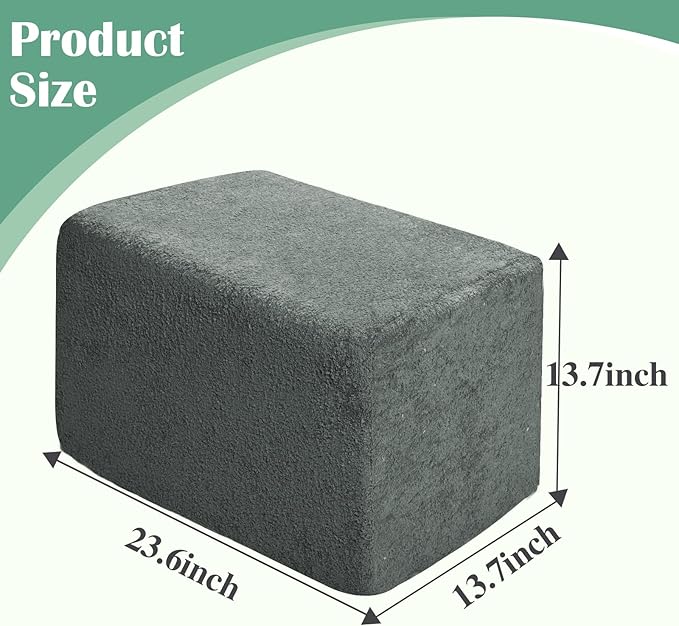 Rectangular Stuffed Pouf Ottoman with Foam Chunk Filling, Furry Fabric Design, Multi-Functional Floor Pouf for Living Room, Dark Grey