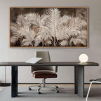 Boho Wall Art in Modern Brown, Minimalist Canvas Artwork for Living Room,Framed Large Wall Art for Bedroom Wall Decor - Textured Decorative Neutral Wall Pictures 29×58IN
